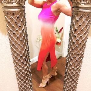Young Fabulous & Broke (YFB) Hot Pink and Orange Hombre Dress